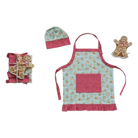 Hello Honey® 24" Gingerbread Man Kids Apron with Chef's Hat & Oven Mitt {1}