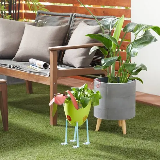 19" Green Iron Farmhouse Dog Planter {8}