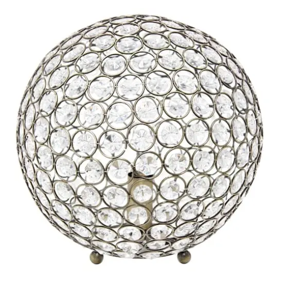 Lalia Home 10" Antique Brass Elipse Crystal Orb Table Lamp {1}