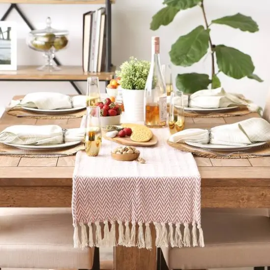 DII&reg; 108" Handloom Chevron Table Runner Pale Mauve {6}