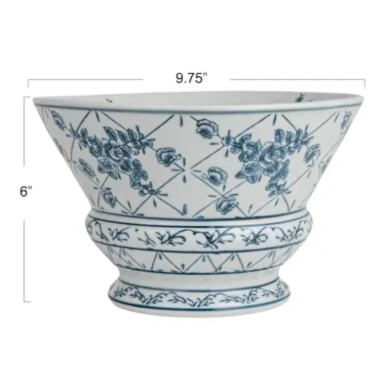 Hello Honey® 10" Blue & White Round Blossom Porcelain Bowl {9}