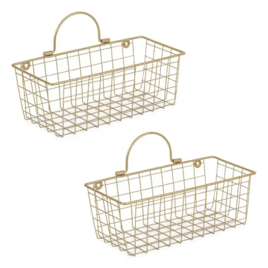 DII&reg; Small Wire Wall Baskets, 2ct. Gold {1}