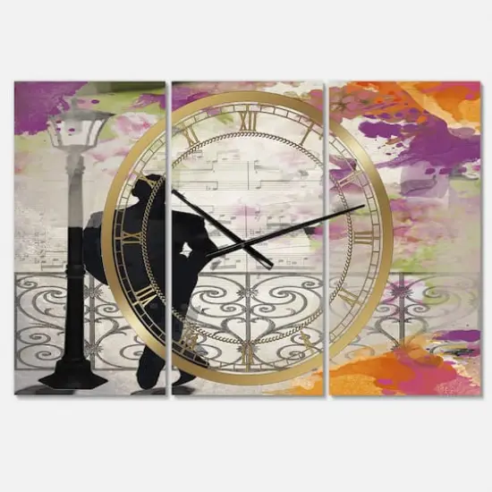 Designart Waiting In Paris Oversized Traditional 3 panel Wall Clock {1}