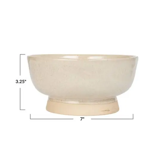 Hello Honey&reg; 7" Cream Speckled Glaze Stoneware Footed Bowl {7}