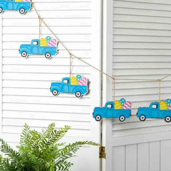 Glitzhome&reg; Easter Metal Truck Garland {4}