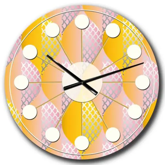 Designart 'Golden Geometrical Diamond Pattern Iv Mid-Century Modern Wall Clock {1}