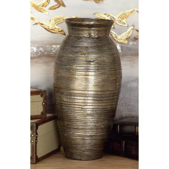 Brown Bamboo Traditional Vase, 20" x 10" x 10" {6}