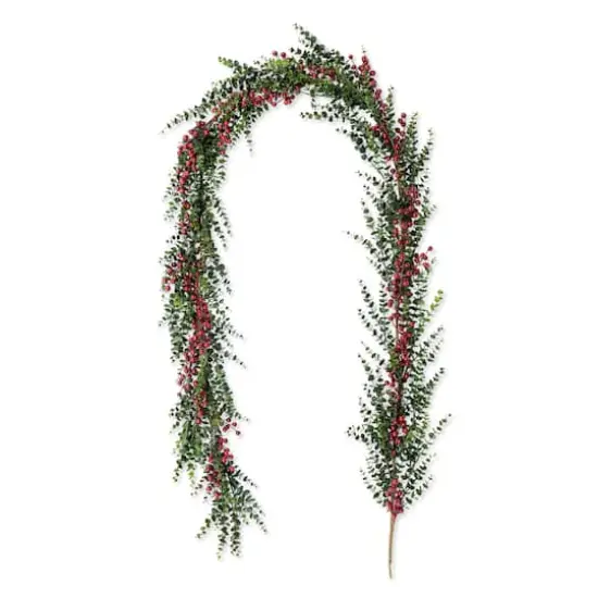 Glitzhome&reg; 9ft Christmas Greenery Eucalyptus Garland with Red Berries {1}
