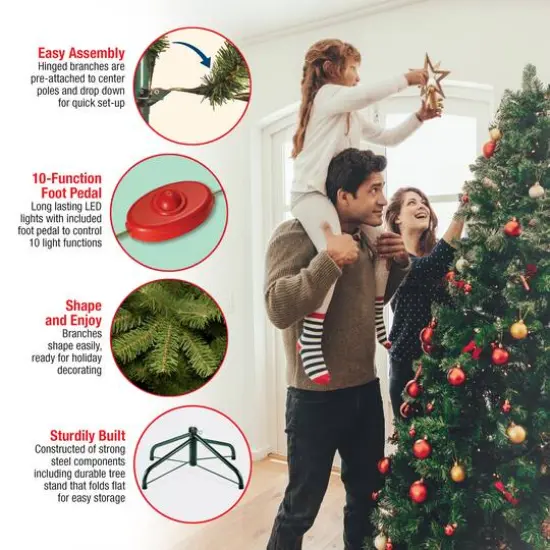 7.5 ft. Pre-Lit Dunhill&reg; Fir Full Artificial Christmas Tree, Dual Color&reg; LED Lights {10}