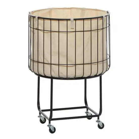 Black Contemporary Metal Storage Cart, 26" x 19" {1}