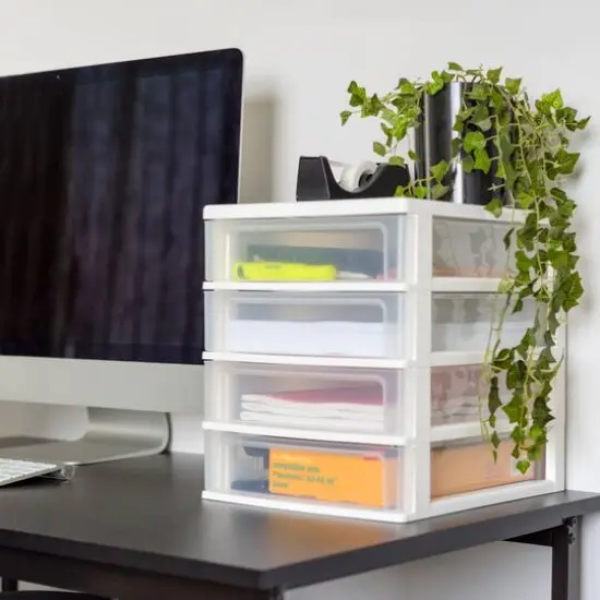 IRIS White 4-Drawer Desktop-Storage Unit {8}