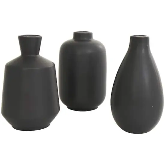 Black Ceramic Minimalistic Vase Set {1}
