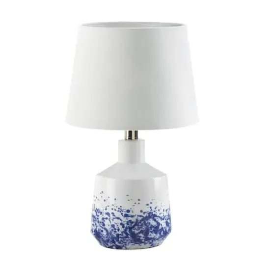 16" White & Blue Splash Table Lamp {1}