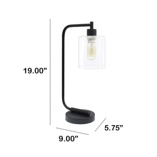 Lalia Home Modern Iron Desk Lamp with Glass Shade Black {4}