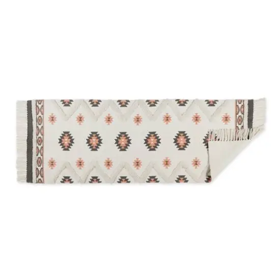 DII® Printed Off-White Hand-Loomed Shag Rug Runner, 2ft. x 3" x 6ft. Gray/Blush {4}