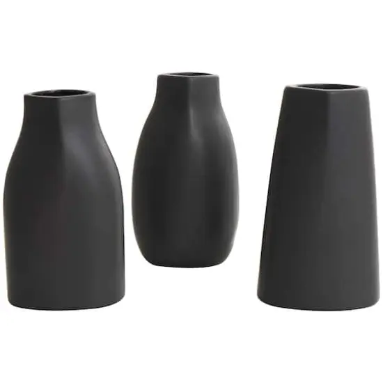 9" Black Ceramic Minimalistic Vase Set {1}
