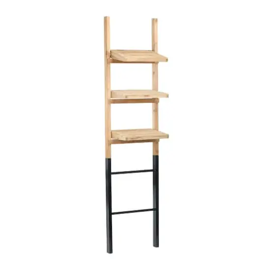 Hello Honey&reg; 72" Fir Wood Ladder Shelf with Metal Base {6}