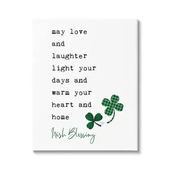 Stupell Industries Heart & Home Touching Irish Blessing Clover Motif Canvas Wall Art {1}