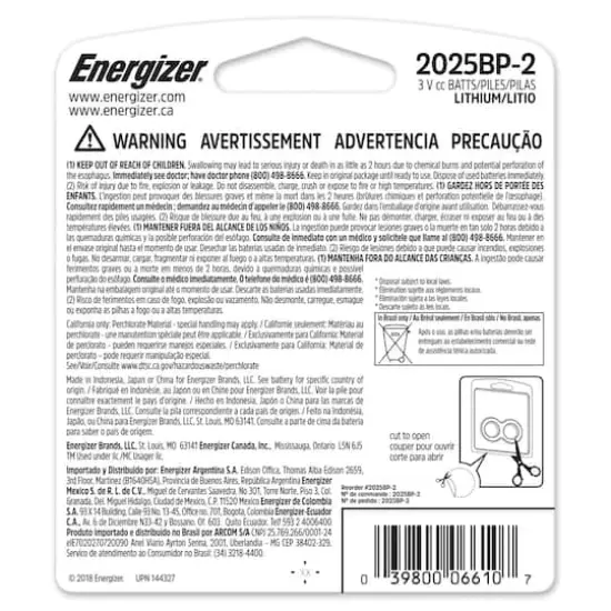 Energizer&reg; 2025 Lithium Coin Battery, 2ct. {4}