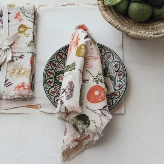 Hello Honey&reg; Vegetable Print Cotton Slub Napkins with Fringe, 4ct. {3}