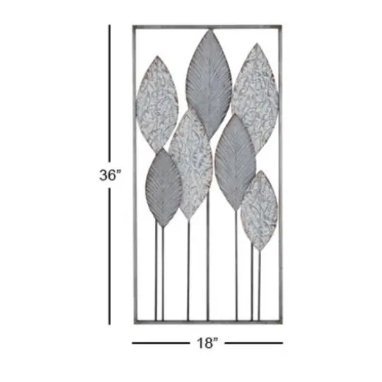 Silver Iron Leaves Wall Decoration {6}