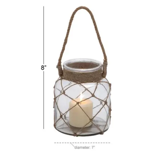 8" Glass Coastal Candle Holder Lantern {7}