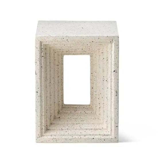 Glitzhome&reg; 17" Faux Terrazzo Square Garden Stool {1}