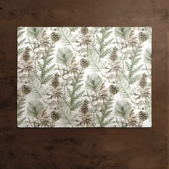 Pine Cones & Greenery on White Cotton Twill Placemat {3}