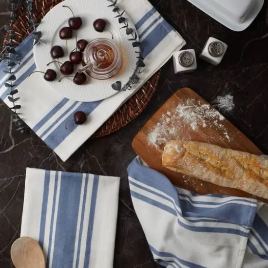 DII&reg; Stonewash Blue Chef Stripe Dish Towels, 3ct. {8}