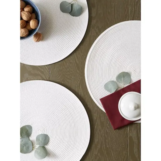 DII&reg; Round Plastic Woven Placemats, 6ct. White {7}