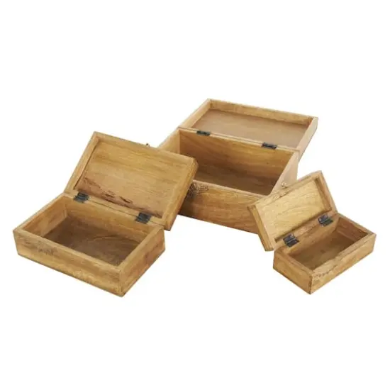 Brown & Gold Handmade Storage Box Set with Carved Mandalas Set {10}