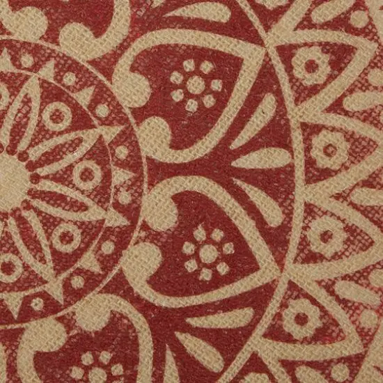 Barn Red Block Print On Natural Round Jute Placemat (Set of 6) {4}