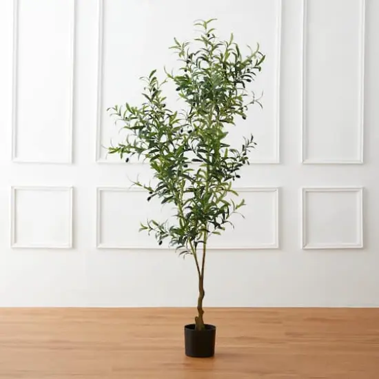 Glitzhome&reg; 6ft. Potted Faux Olive Tree {7}