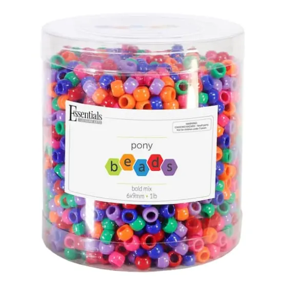 Essentials by Leisure Arts Bold Mix Pony Beads, 1lb. {1}