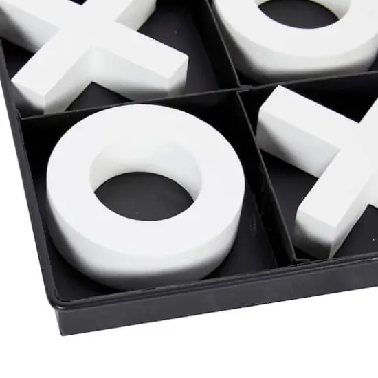 Black & White Wood & Metal Tic-Tac-Toe Modern Game Set {4}