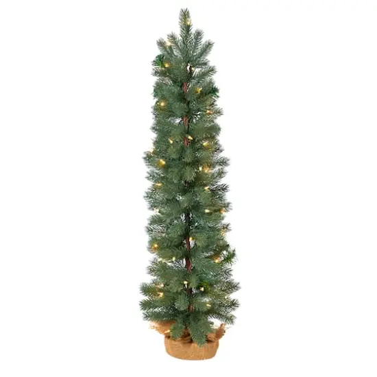 3ft. Pre-Lit Green Pine Artificial Christmas Tree with Burlap Base, Warm White Lights {1}