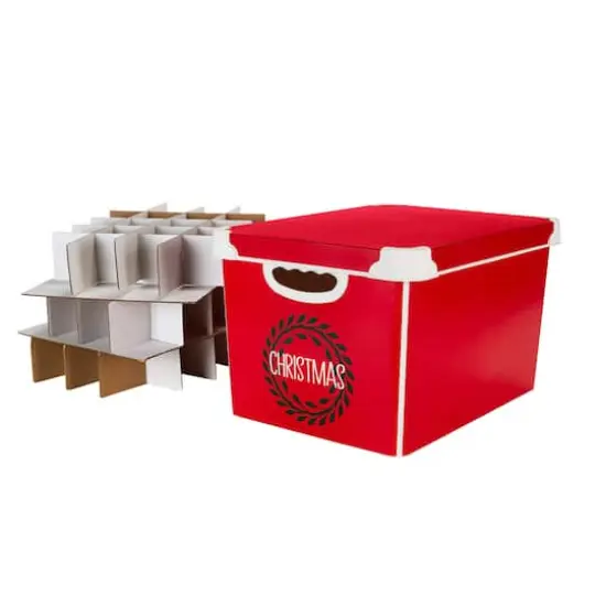 Simplify 15.4" Christmas Wreath 60 Ornament Storage Tote Bin {6}