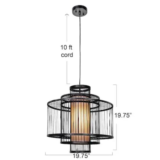 Hello Honey&reg; 19.5" Boho Tiered Bamboo Chandelier Black {5}