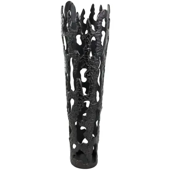 31" Contemporary Aluminum Melting Drip Vase Black {4}