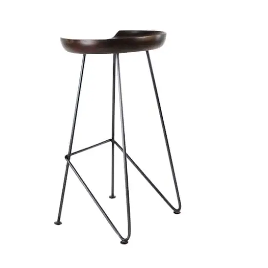 Brown Iron & Wood Rustic Stool {9}