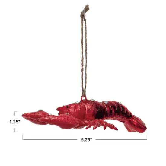 Hello Honey® 5.25" Red Glass Lobster Ornament with Glitter & Jewels {5}