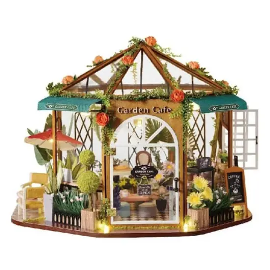 Wizardi Miniature Roombox: Wooden Coffee Shop Dollhouse Kit {1}