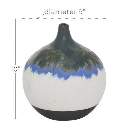 White Ceramic Contemporary Vase, 10" x 9" x 9" {6}