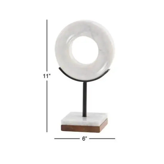 CosmoLiving by Cosmopolitan 11" White Marble Round Sculpture {6}