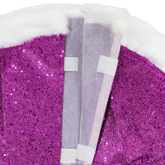 20" Purple Glittered Mini Christmas Tree Skirt with Faux Fur Trim {8}