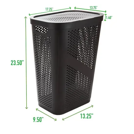 Mind Reader 60L Perforated Plastic Laundry Hamper with Lid Brown {4}
