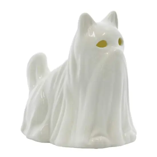 6.5" White Ghost Cat Pre-Lit Ceramic Tabletop D&eacute;cor by Ashland&reg; {6}