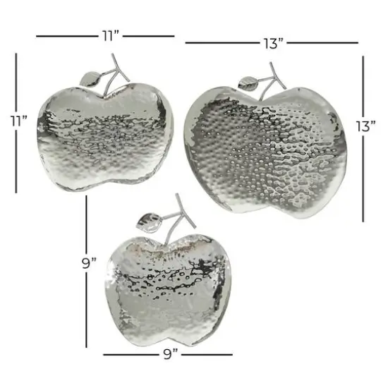 Silver Apple Stainless Steel Contemporary Tray Set {6}