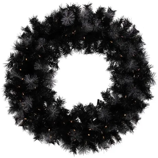 36" LED Black Bristle Artificial Christmas Wreath {7}