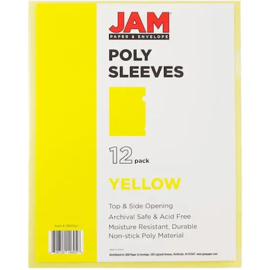 JAM Paper 9" x 11.5" Plastic Sleeves, 12ct. Yellow {5}
